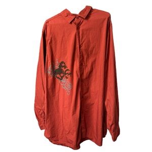 VTG 90s Liberty Blues rust orange skull design long sleeve shirt men 2xl xxl